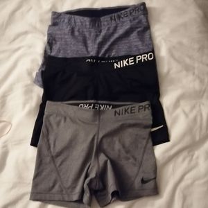 Set of 3 Nike Pro Shorts